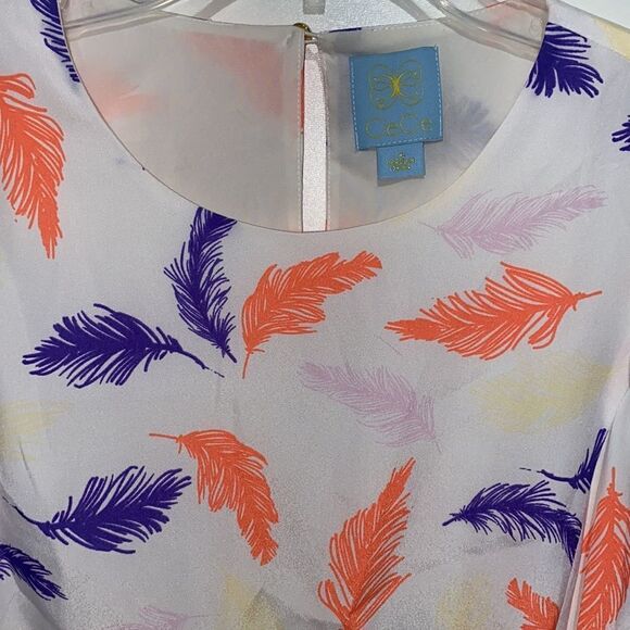 CeCe Women's Multicolor Feather Print Sleeveless Midi Dress Size 4/Small - Picture 5 of 9